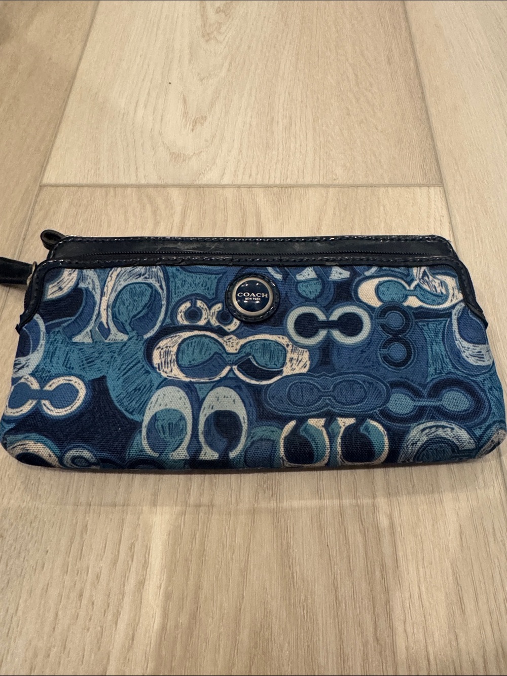 Coach Navy and Light Blue Signature Wristlet